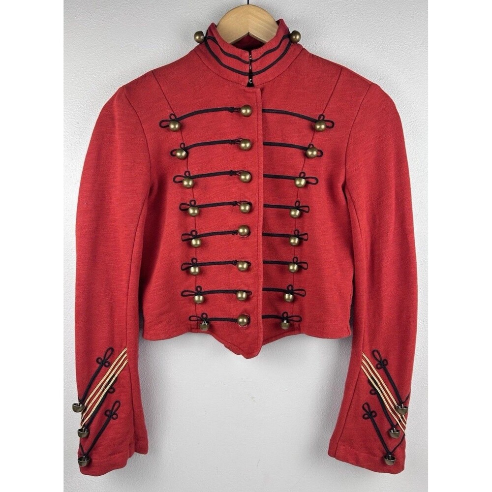 VTG Denim Supply Ralph Lauren Military Army Cropped Slim Band Jacket Size M Red - Picture 4 of 10